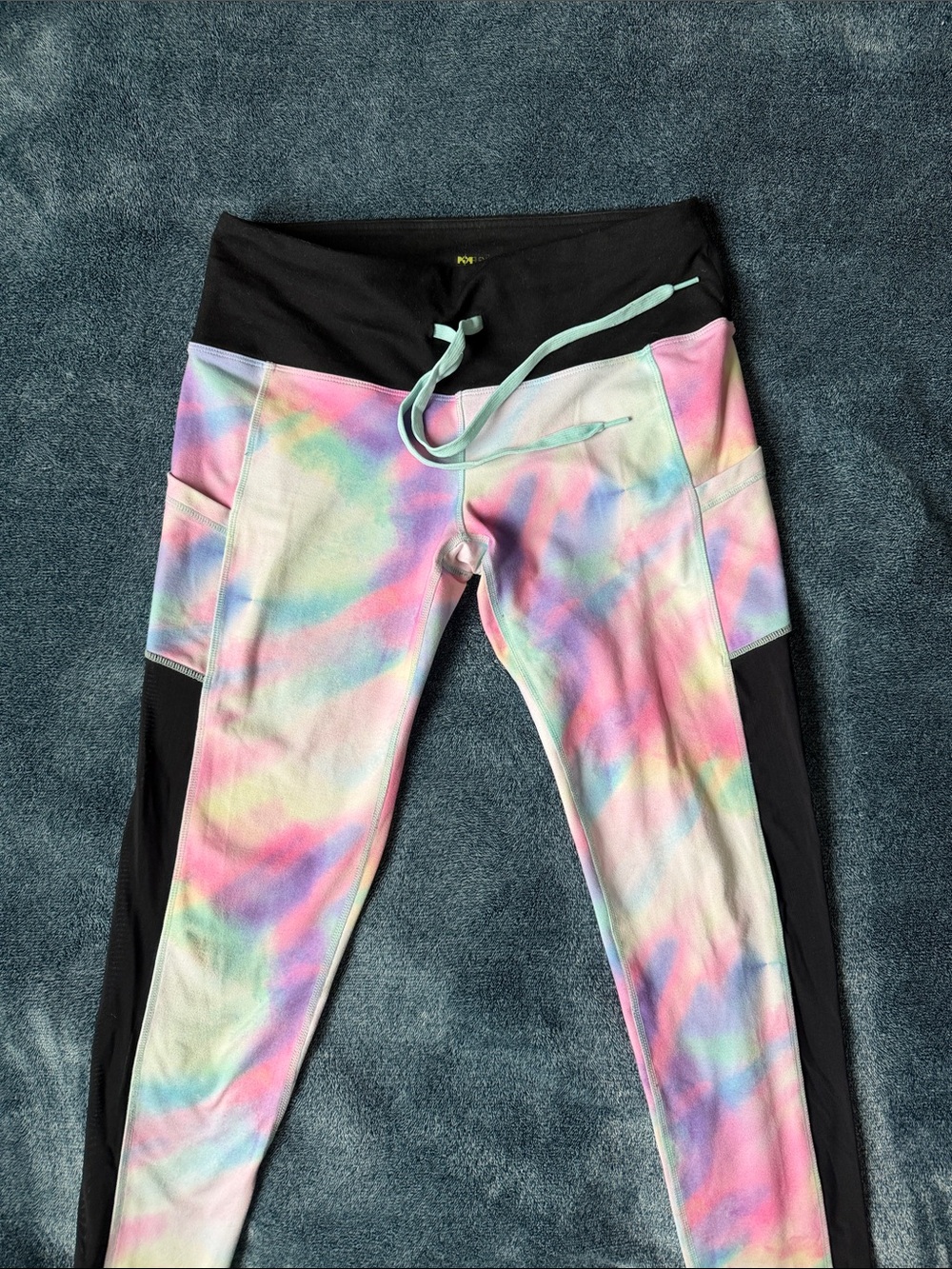 POPFLEX Pastel Tie-Dye Leggings with Black Waistband